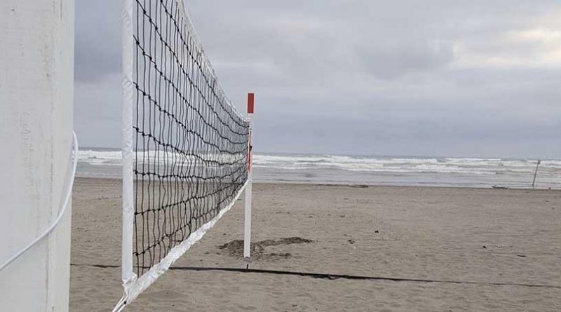 Beach volleyball net.
