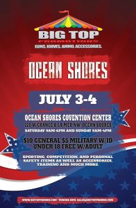 Ocean Shores Guns, Knives, Ammo, & Accessories Big Top Promotions poster.