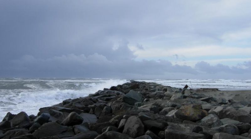 Ocean Shores North Jetty during a storm.