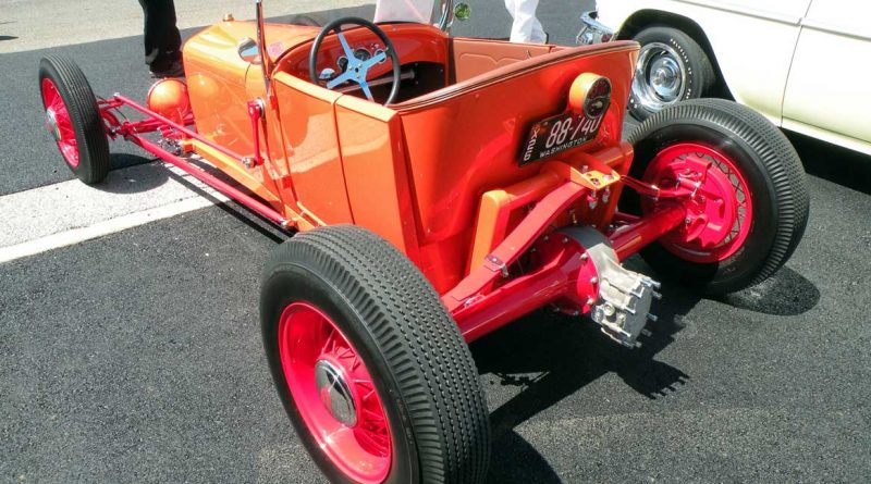 Orange classic car.